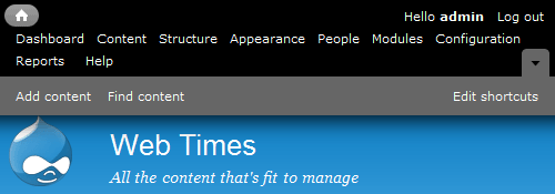 The administrator's menu in on the top of screen admin_menu.png