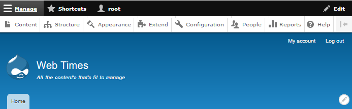 The administrator's menu in on the top of screen admin_menu8.png