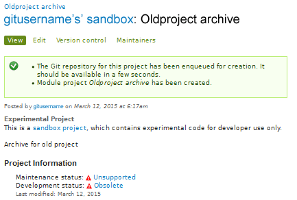 Creating an empty sandbox to hold an obsolete project. createproject04.png