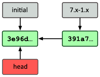 Branch pointers after checking out initial. branch pointers