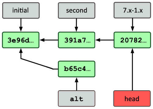 Branch pointers after creating alt branch. branch pointers