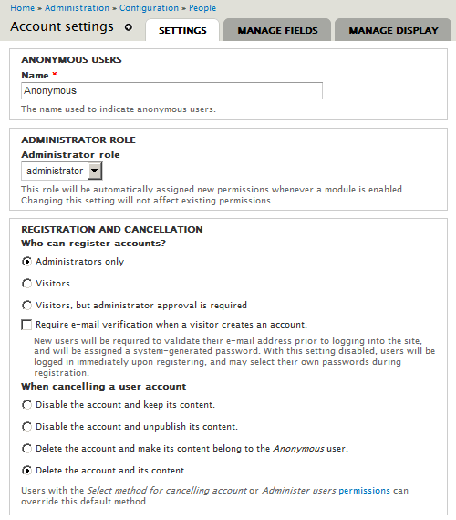 Setting up names, roles and policies for registration and cancellation og accounts. user_accset01.png